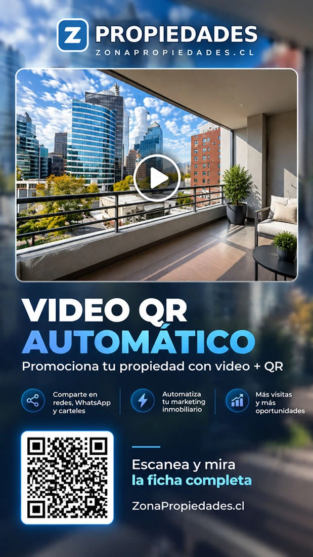 Ejemplo de Video QR automático con voz IA, collage y código QR para promocionar una propiedad