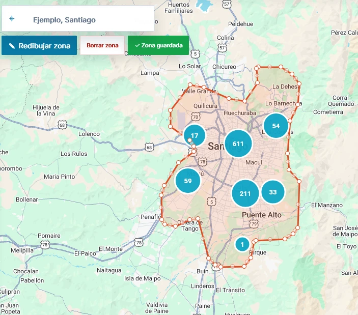Guardar una zona dibujada en el mapa y recibir nuevas propiedades