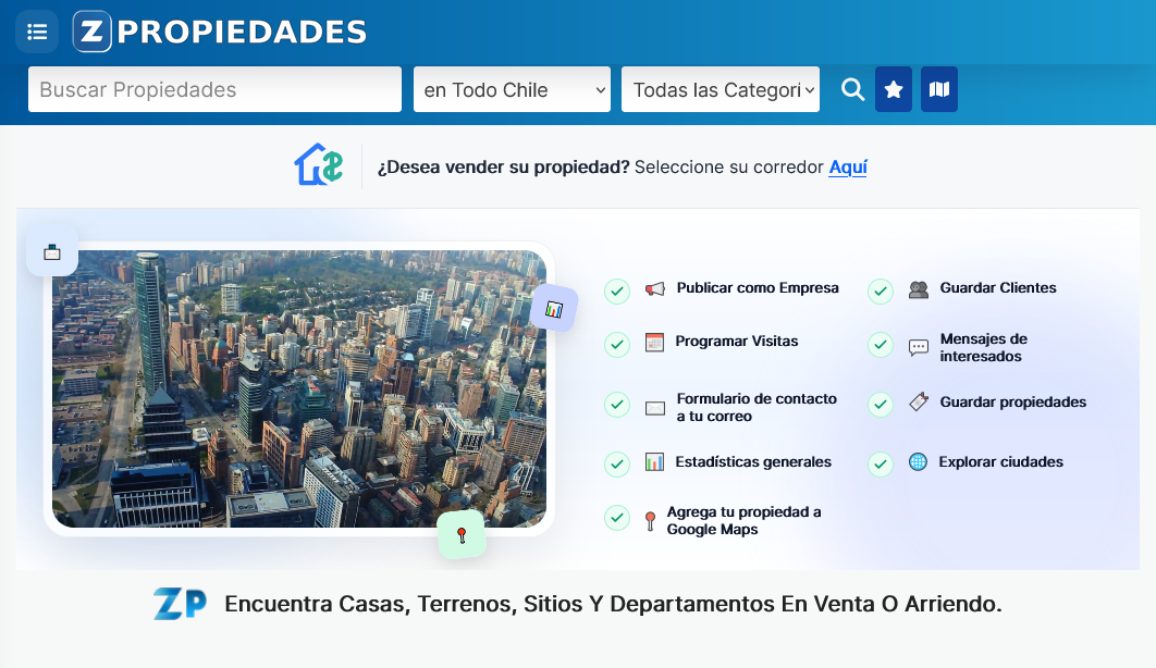Publicar propiedades gratis en Chile en ZonaPropiedades.cl, portal inmobiliario para corredoras e inmobiliarias