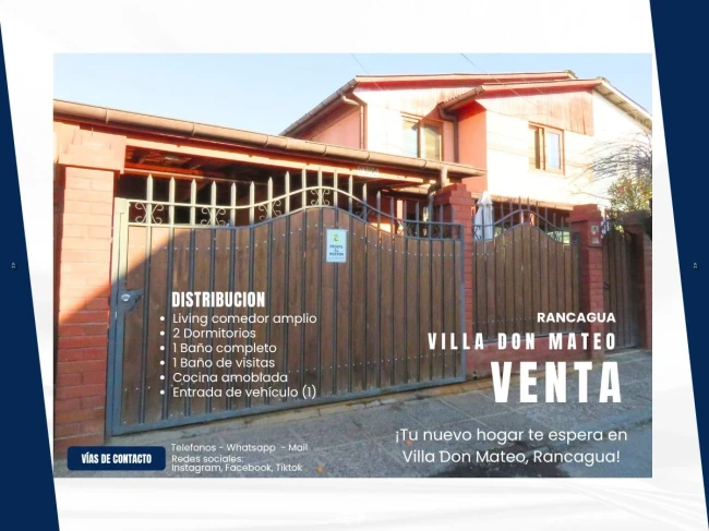 En venta casa ubicada en Villa Don Mateo, Rancagua!