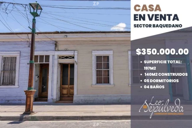 En venta Propiedad en el sector histórico y turístico de Baquedano