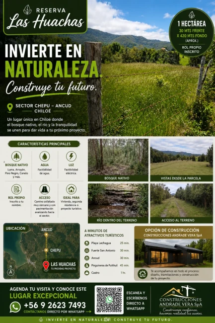 🌿 Parcela 1 Ha en Chepu, Chiloé | Río, Bosque y Rol Propio ⭐