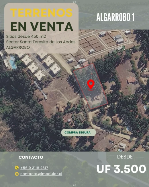 Terrenos en venta en Algarrobo – Sector Santa Teresita de Los Andes