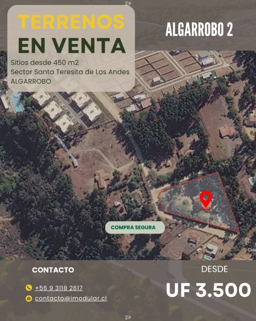 Terrenos en venta en Algarrobo – Sector Santa Teresita de Los Andes