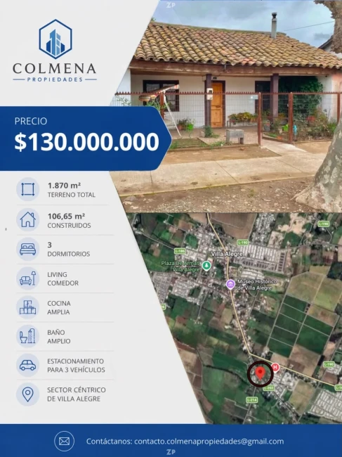 Amplia Propiedad en Villa Alegre Con Excelente Conectividad.