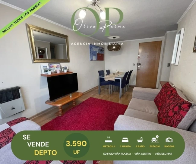 Se Vende Depto 2h2b+b+e, Viña Plaza 2, Viña Centro