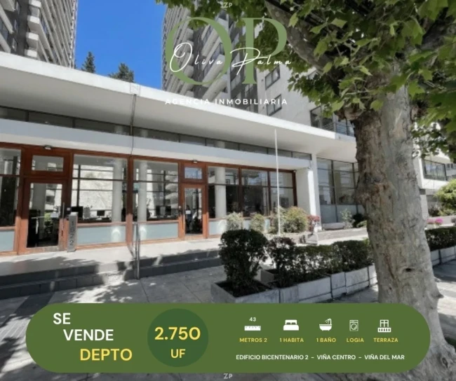Se Vende Depto 1h1b Bicentenario 2, Centro De Viña Del Mar