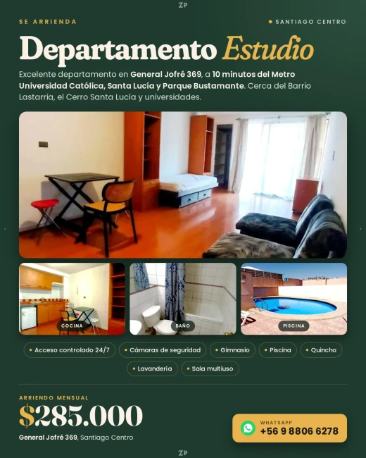 Arriendo Departamento Estudio