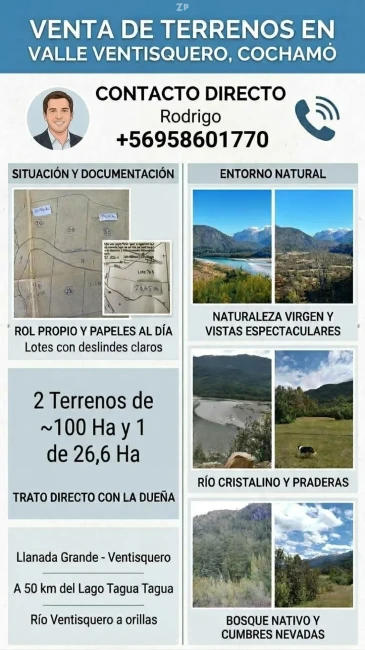 VENTA DE CAMPOS Y TERRENOS EN VALLE VENTISQUERO - COCHAMÓ