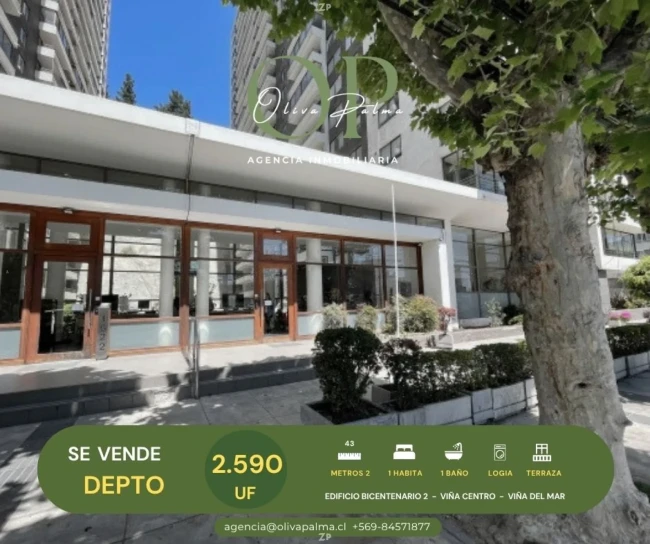 Se Vende Depto 1h1b Bicentenario 2, Centro De Viña Del Mar