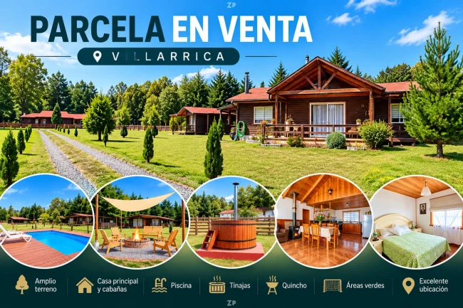 Parcela en Venta Villarrica 5.000 M +Casa de 112 M2+ 4 Cabañas
