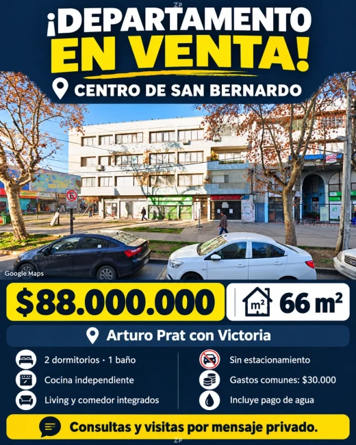 🏡 VENDO DEPARTAMENTO EN PLENO CENTRO DE SAN BERNARDO — $88.000.000