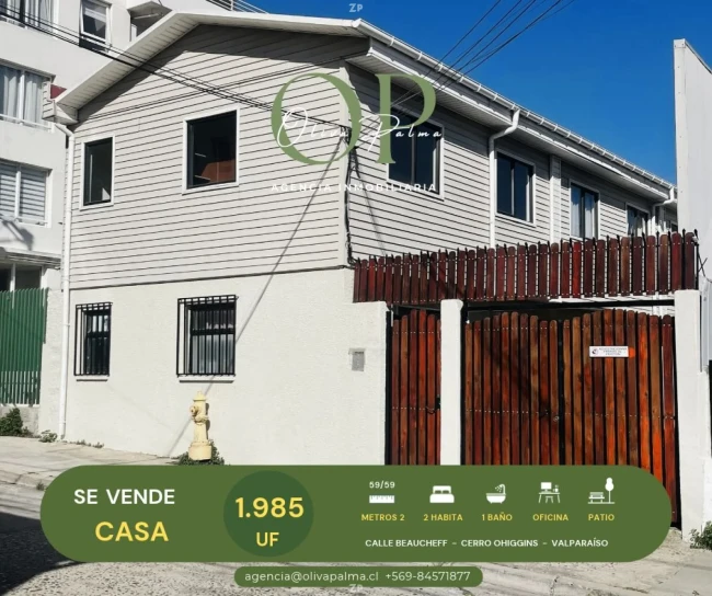 Se Vende Casa 2h1b+oficina, Cerro Ohiggins, Valparaíso