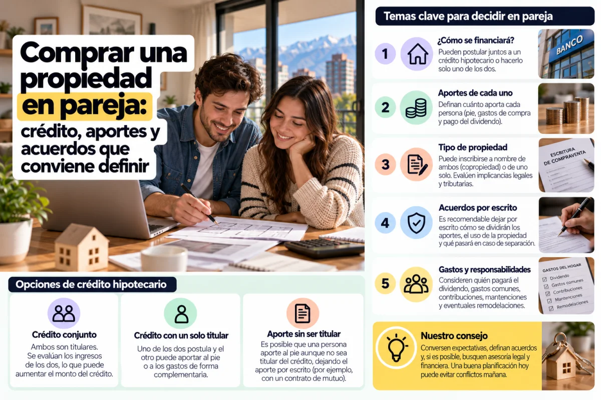 Pareja planificando la compra de una propiedad y su financiamiento