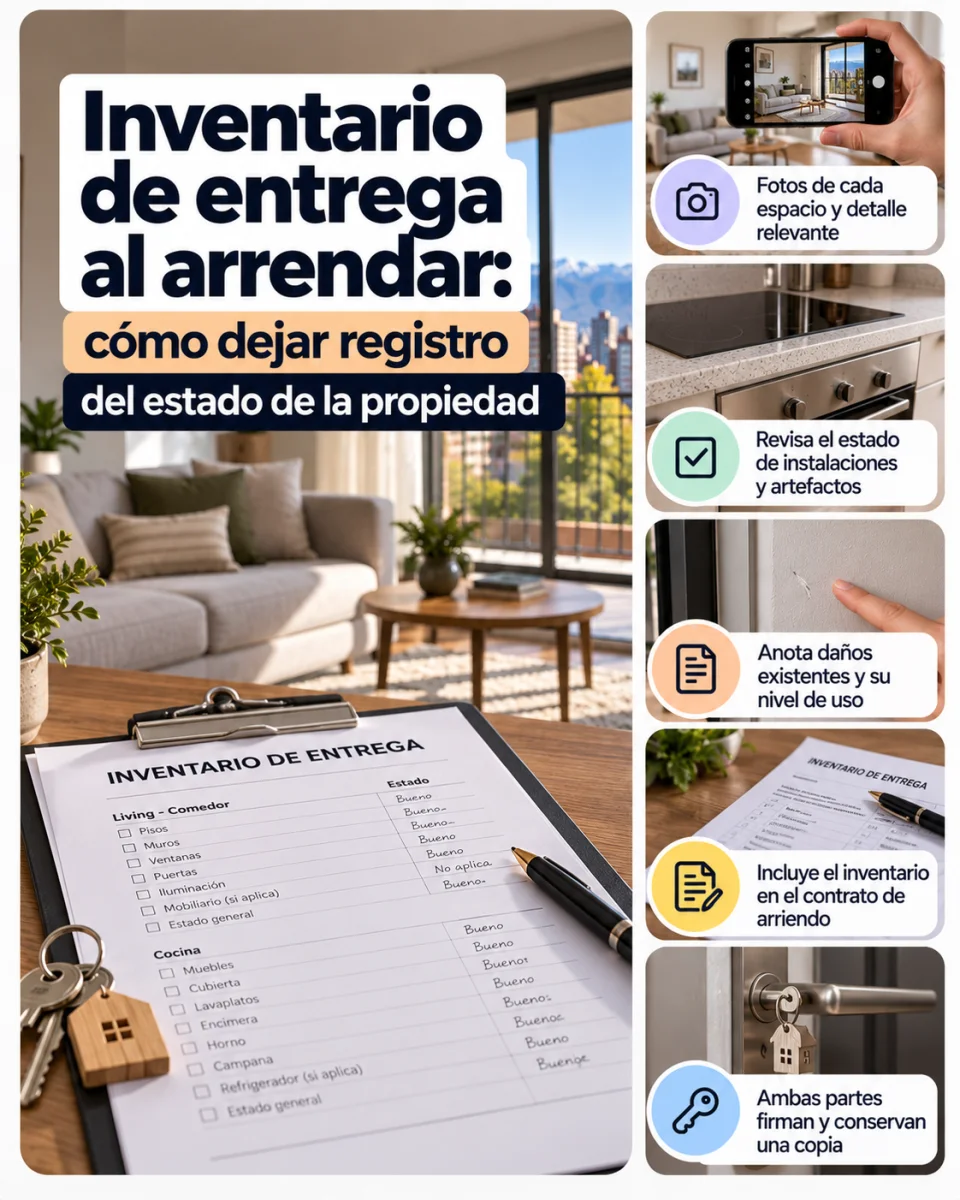 Inventario fotográfico al recibir un departamento en arriendo