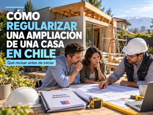 Arquitecto revisando planos para regularizar la ampliación de una vivienda