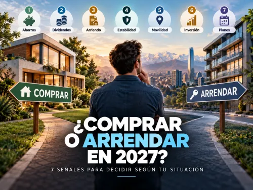 Balanza comparando comprar y arrendar una vivienda en 2027