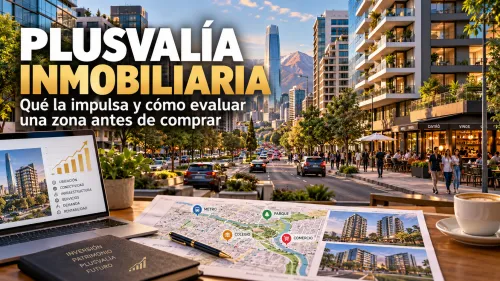 Mapa urbano con factores que pueden influir en la plusvalía inmobiliaria