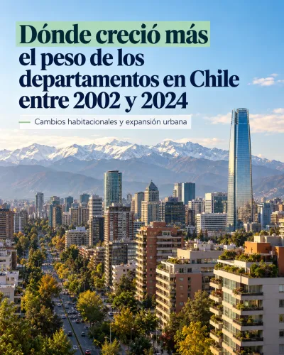 Regiones donde más aumentó la proporción de departamentos en Chile