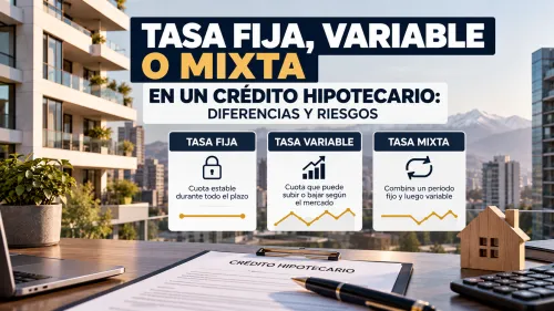 Comparación de tasa fija, variable y mixta en un crédito hipotecario