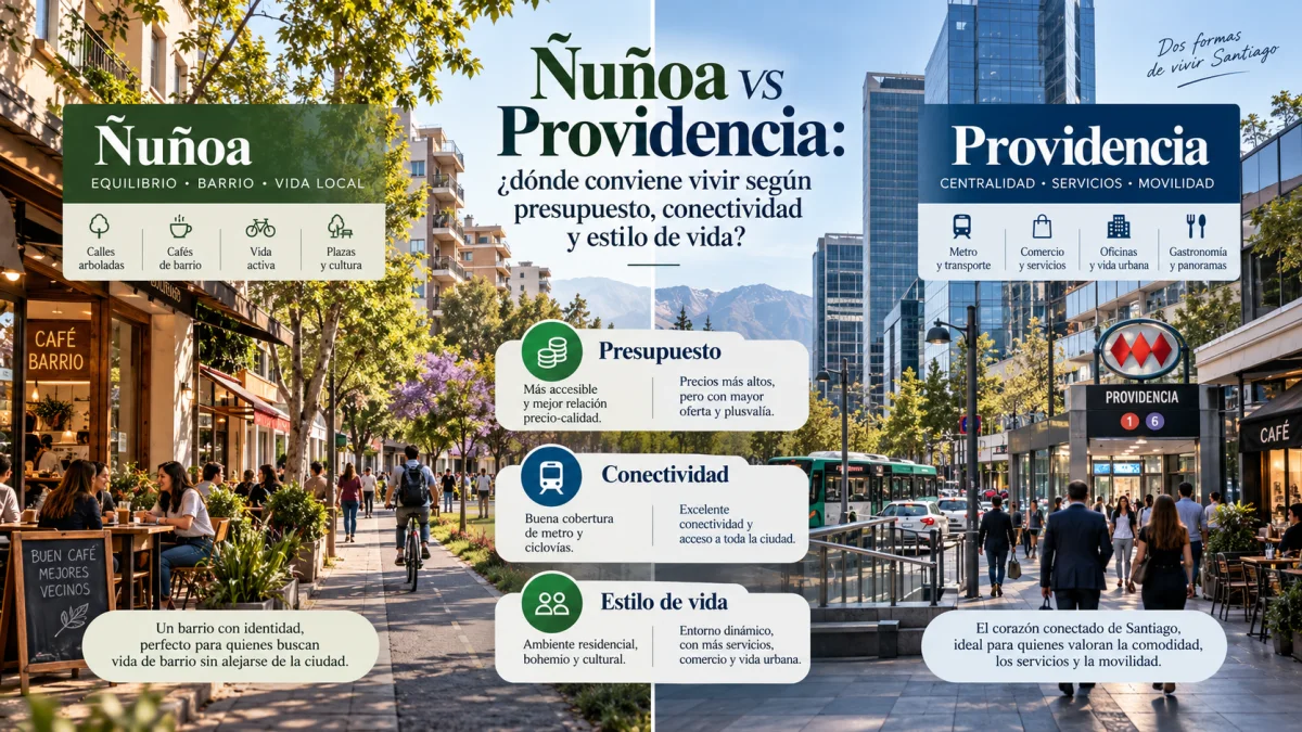 Comparación urbana de Ñuñoa y Providencia para elegir dónde vivir