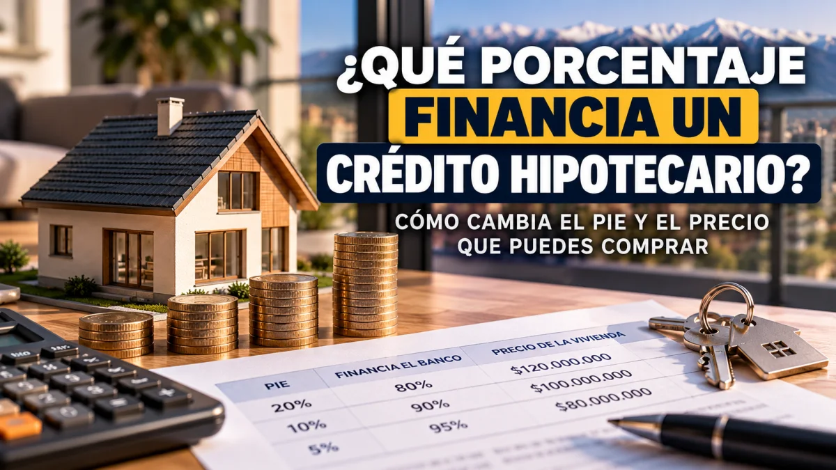 Gráfico de porcentaje financiado y pie en un crédito hipotecario