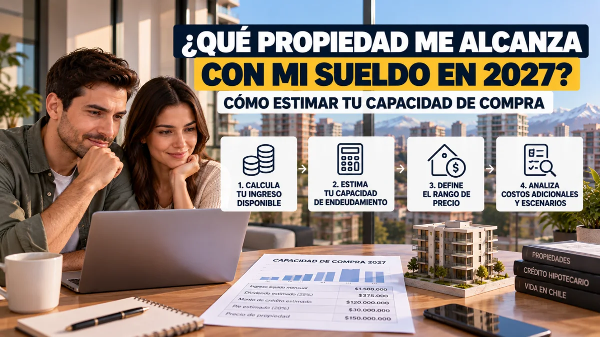 Persona calculando qué propiedad puede comprar según su sueldo en 2027